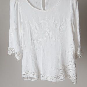 Eyelet detail 3/4 Sleeve Blouse
